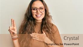  Presentation with girl mento - Slide set with young-hispanic-girl-wearing-casual background and a coral colored foreground