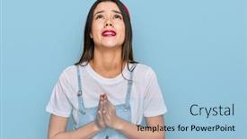  Presentation with praying hands - Audience pleasing slide deck consisting of young-hispanic-girl-wearing-casual backdrop and a light blue colored foreground