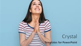  Presentation with praying hands - Amazing presentation theme having young-hispanic-girl-wearing-casual backdrop and a light blue colored foreground