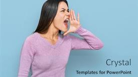  Presentation with communication - PPT theme featuring young-hispanic-girl-wearing-casual background and a light blue colored foreground