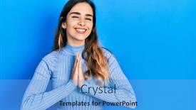 Presentation with praying hands - Presentation theme enhanced with young-hispanic-girl-wearing-casual background and a light blue colored foreground