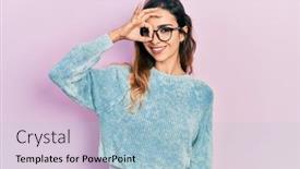  Presentation with hispanic - Slide set enhanced with young-hispanic-girl-wearing-casual background and a light blue colored foreground