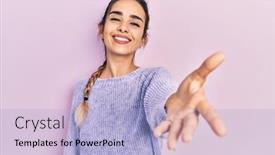  Presentation with business casual - Presentation theme with young-hispanic-girl-wearing-casual background and a  colored foreground