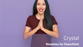  Presentation with praying hands - Presentation design featuring young-hispanic-girl-wearing-casual background and a light blue colored foreground