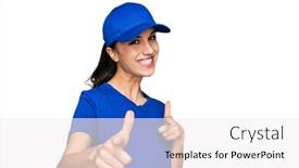 Presentation with courier delivery - Beautiful slide set featuring young-hispanic-girl-wearing-delivery backdrop and a white colored foreground
