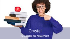  Presentation with glasses - Colorful presentation theme enhanced with young-hispanic-girl-wearing-glasses backdrop and a navy blue colored foreground