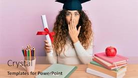  Presentation with diploma - Theme consisting of young-hispanic-girl-wearing-graduated background and a coral colored foreground