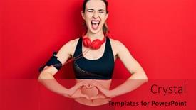  Presentation with hands heart - Slides having young-hispanic-girl-wearing-gym background and a crimson colored foreground