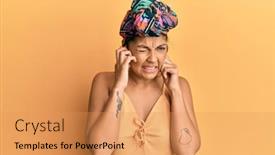  Presentation with turban - Colorful presentation theme enhanced with young-hispanic-girl-wearing-hair backdrop and a yellow colored foreground