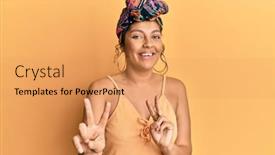  Presentation with turban - Presentation theme consisting of young-hispanic-girl-wearing-hair background and a yellow colored foreground