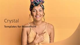  Presentation with turban - Presentation design with young-hispanic-girl-wearing-hair background and a yellow colored foreground