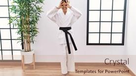  Presentation with black girl - Theme with young-hispanic-girl-wearing-karate background and a coral colored foreground