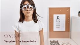  Presentation with optometry - PPT theme enhanced with young-hispanic-girl-wearing-optometry background and a soft green colored foreground