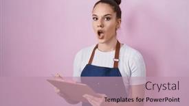  Presentation with order - Presentation theme consisting of young-hispanic-girl-wearing-professional background and a coral colored foreground