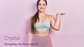  Presentation with hand palm - PPT layouts featuring young-hispanic-girl-wearing-sportswear background and a lemonade colored foreground