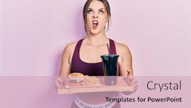  Presentation with burger fries - Presentation theme consisting of young-hispanic-girl-wearing-sportswear background and a soft green colored foreground