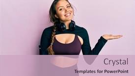  Presentation with hand palm - Slide deck enhanced with young-hispanic-girl-wearing-sportswear background and a soft green colored foreground