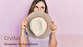  Presentation with summer - PPT theme consisting of young-hispanic-girl-wearing-summer background and a coral colored foreground