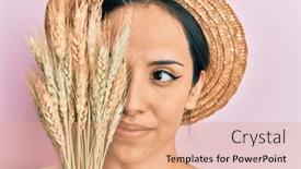  Presentation with summer - PPT theme featuring young-hispanic-girl-wearing-summer background and a coral colored foreground