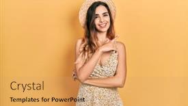  Presentation with summer - Presentation theme with young-hispanic-girl-wearing-summer background and a coral colored foreground