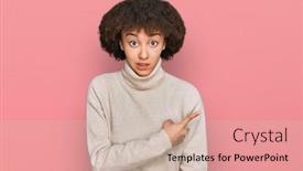  Presentation with forefinger - Slides featuring young-hispanic-girl-wearing-wool background and a soft green colored foreground