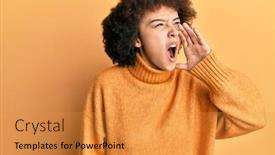  Presentation with wool - Presentation theme featuring young-hispanic-girl-wearing-wool background and a gold colored foreground