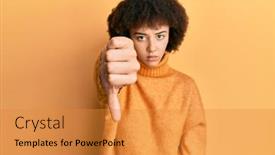  Presentation with wool - Presentation design with young-hispanic-girl-wearing-wool background and a gold colored foreground