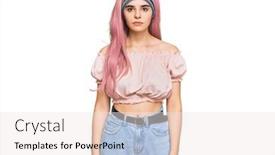  Presentation with pink simple - Presentation design having young-hispanic-girl-with-pink background and a sky blue colored foreground