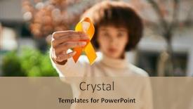  Presentation with awareness - Presentation theme with young-hispanic-girl-with-serious background and a coral colored foreground