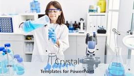  Presentation with laboratory - Slide set with young-hispanic-girl-working background and a light blue colored foreground