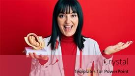  Presentation with gynecologist - Slide set with young-hispanic-gynecologist-woman-holding background and a red colored foreground