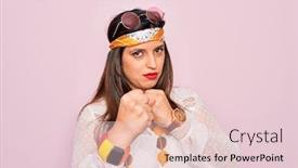  Presentation with hippie - Beautiful presentation theme featuring young-hispanic-hippie-woman-wearing backdrop and a lemonade colored foreground