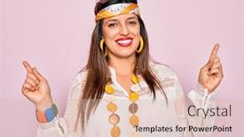  Presentation with hippie - Slide deck featuring young-hispanic-hippie-woman-wearing background and a lemonade colored foreground