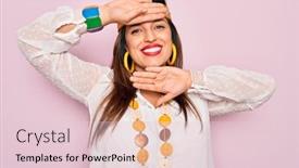  Presentation with hippie - Presentation theme having young-hispanic-hippie-woman-wearing background and a lemonade colored foreground