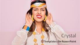  Presentation with hippie - Colorful presentation design enhanced with young-hispanic-hippie-woman-wearing backdrop and a lemonade colored foreground