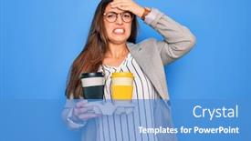  Presentation with intern - Colorful PPT layouts enhanced with young-hispanic-intern-business-woman backdrop and a teal colored foreground