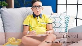  Presentation with homework - Theme enhanced with young-hispanic-kid-doing-homework and a coral colored foreground