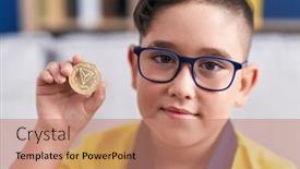  Presentation with hispanic - PPT layouts having young-hispanic-kid-holding-tron background and a coral colored foreground