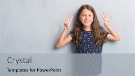  Presentation with hispanic - Presentation theme having young hispanic kid over grunge grey wall showing and pointing up with fingers number eight while smiling confident and happy background and a light gray colored foreground