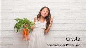  Presentation with carrots - Theme enhanced with young hispanic kid over white background and a light gray colored foreground