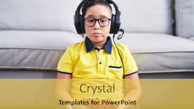  Presentation with angry kid - Slides having young-hispanic-kid-playing-video background and a yellow colored foreground