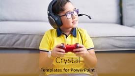  Presentation with video game - Theme with young-hispanic-kid-playing-video background and a  colored foreground