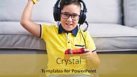  Presentation with anger kid - Slides enhanced with young-hispanic-kid-playing-video background and a yellow colored foreground