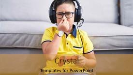  Presentation with bad breath - Presentation theme having young-hispanic-kid-playing-video background and a gold colored foreground