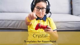  Presentation with angry kid - Slide deck enhanced with young-hispanic-kid-playing-video background and a  colored foreground