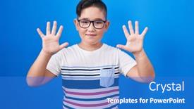  Presentation with number - Presentation theme featuring young-hispanic-kid-standing-over background and a teal colored foreground