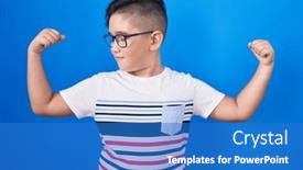  Presentation with hispanic - Slide deck with young-hispanic-kid-standing-over background and a teal colored foreground