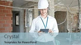  Presentation with architect - Theme consisting of young-hispanic-man-architect-smiling background and a light blue colored foreground