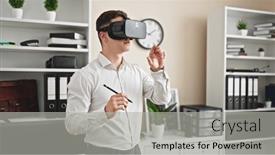  Presentation with architect - Presentation design with young-hispanic-man-architect-wearing background and a light gray colored foreground