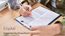  Presentation with army - Theme having young-hispanic-man-army-soldier background and a lemonade colored foreground